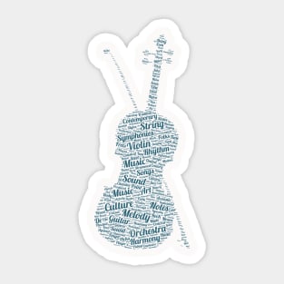 Violin Orchestra Silhouette Shape Text Word Cloud Sticker